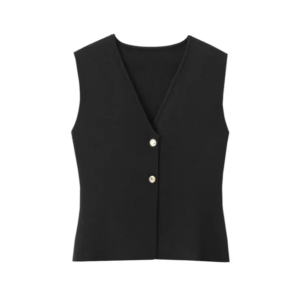 Colete Feminino Verão - Cropped, Sem Mangas, com Botões - Imagem 5