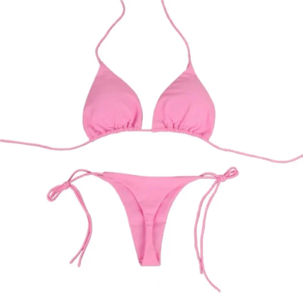 Biquíni feminino alça no pescoço e calcinha fio-dental. - Imagem 8
